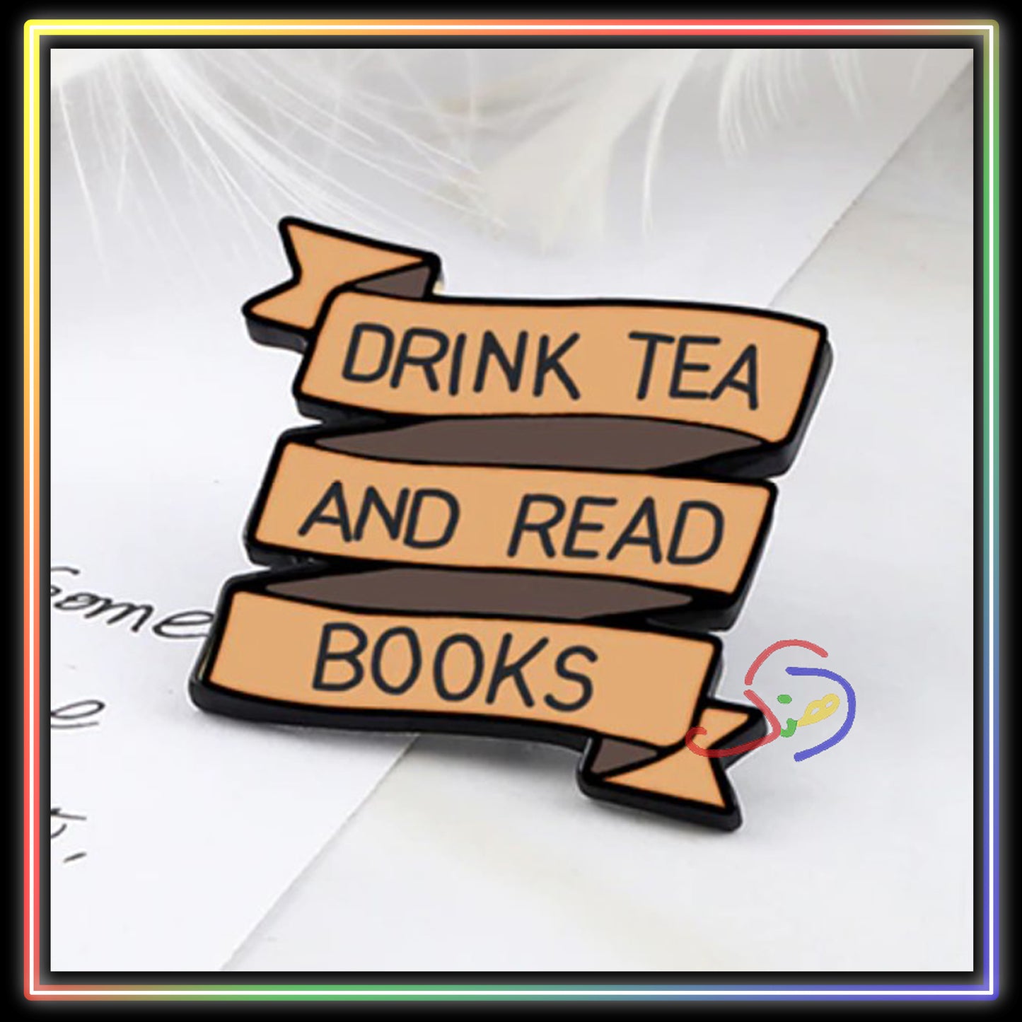 Tea & Books Brooch Pin