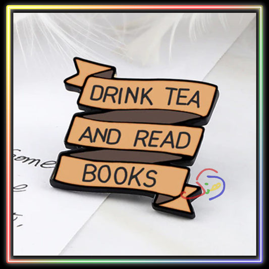 Tea & Books Brooch Pin